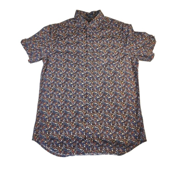 Ben Sherman Shirt Mens Medium Floral Stretch Button Down Short Sleeve Casual - Picture 1 of 12